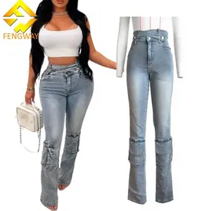 Haute qualité 2024 nouvelles femmes denim Double ceinture jean femme Vintage Streetwear Y2K mode Slim Fit multi-poches Cargo Denim pantalon