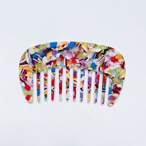Fashion Vintage <b>Wide</b> Tooth Detangling <b>Comb</b> for Thick Curly Wavy Hair Acrylic & Acetic Acid Material Colorful Design - Product Image 6