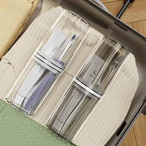Ensemble de porte-brosse à dents de voyage avec gobelet pour bain de bouche, boîte de rangement pour brosse à dents électrique, en plastique transparent portable pour la salle de bain - Product Image 4