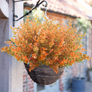 Flores artificiales de eucalipto violeta, decoración de flores de plástico para otoño y Halloween, plantas verdes de simulación - Product Image 3