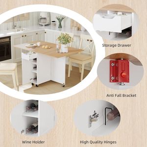 <span class=keywords><strong>Tavolo</strong></span> da Pranzo Pieghevole Moderno con Cassetti e Ripiani, Design Salvaspazio, <span class=keywords><strong>Tavolo</strong></span> da <span class=keywords><strong>Cucina</strong></span> con <span class=keywords><strong>6</strong></span> Ruote per Casa e Hotel - Product Image 5