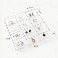Boîte de rangement en acrylique transparent sur mesure à 9 compartiments, présentoir de bureau multi-compartiments, support carré pour tampons, perles, bijoux