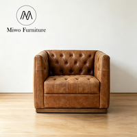 Fauteuil contemporain en cuir véritable, chaise d'appoint confortable, chaise de lecture, chaise de salon, chaise Chesterfield