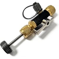 Outil de dépose de valve pneumatique CVC, en laiton, double port 1/4'', pour installation, compatible vide (20 microns), pour réparation de climatisation R22 R410A R134A