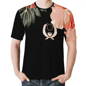 ミクロネシアpohnpeiブラックTシャツプルオーバー半袖ラウンドネックスポーツストライプTシャツ通気性のある夏のメンズカジュアルTシャツ