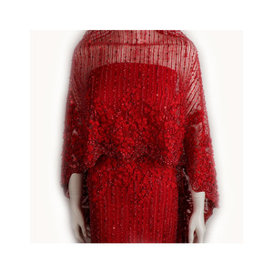 Marimekko Hàng Mới Về Tone To Tone Color <span class=keywords><strong>Poly</strong></span> Lưới Máy Hạt Thêu Ren Vải Cho Phụ Nữ - Product Image 1