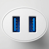 Prise murale standard européenne avec deux ports de charge USB-A DC 5V 2.4A Max, approuvée CE RoHS pour ordinateur portable/PC, caméra et téléphone portable