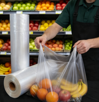 Sacs de remerciement en rouleau réutilisables, sacs en plastique pour T-shirts, bon marché et durables, pour la vente en gros, les courses, les cadeaux, avec logo