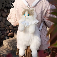 Sac à dos en peluche réaliste pour chat Ragdoll, blanc, doux, grande capacité, portable, taille moyenne, vente en gros