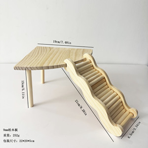 Nido de madera para hámster con diseño de rama floral y tubo, ideal como mueble y juguete relajante, con espacio de huida en el segundo piso, para hámsteres Golden Bear. - Product Image 5