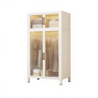 Armoire en acier moderne et simple, armoire de chambre à coucher, casier, armoire en métal résistante à l'humidité, style luxueux et tendance, personnalisable