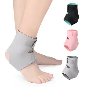 Custom Elastic Breathable Compression Ankle Wrap Adjustable Pain Relief Ankle Foot Brace Support With Hook And Loop Fastener