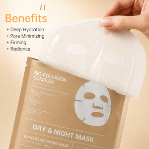 Masque hydratant au collagène BIO à faible poids moléculaire de Galactomyces pour peaux sensibles, effet repulpant, texture uniforme, éclat naturel, transparent, 3h - Product Image 3
