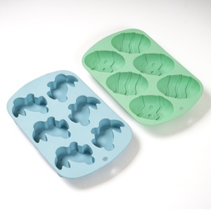 Moule à pâtisserie en silicone de nouvelle conception à six trous en forme de <span class=keywords><strong>lapin</strong></span> et d'œuf de Pâques pour les rassemblements familiaux ou entre amis, outils de pâtisserie - Product Image 3