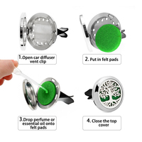 Diffuseur de voiture 30mm 35mm 38mm Arbre de Vie en acier inoxydable 316L, clip de ventilation pour parfum de voiture, 10 tampons offerts