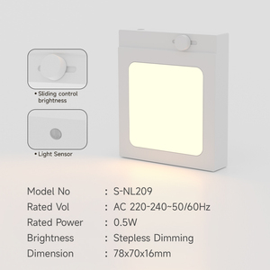EU/US/UK <b>Plug</b>-in Mini ABS Bedroom Dusk to Dawn Sensor 2700K 3-Stepless Dimming Wall Night <b>Light</b> - Product Image 6