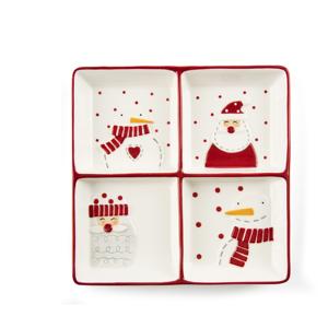 Plato de Cerámica Excelsa Multicolor con Diseño de Muñeco de Nieve, 4 Compartimentos, 198xH3x19,8 cm, Vajilla y Decoración para Fiestas - Product Image 1