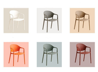Chaise de salle à manger contemporaine en plastique PP empilable, imperméable et écologique, avec accoudoirs, pour l'extérieur, la maison, le bureau et la salle de sport