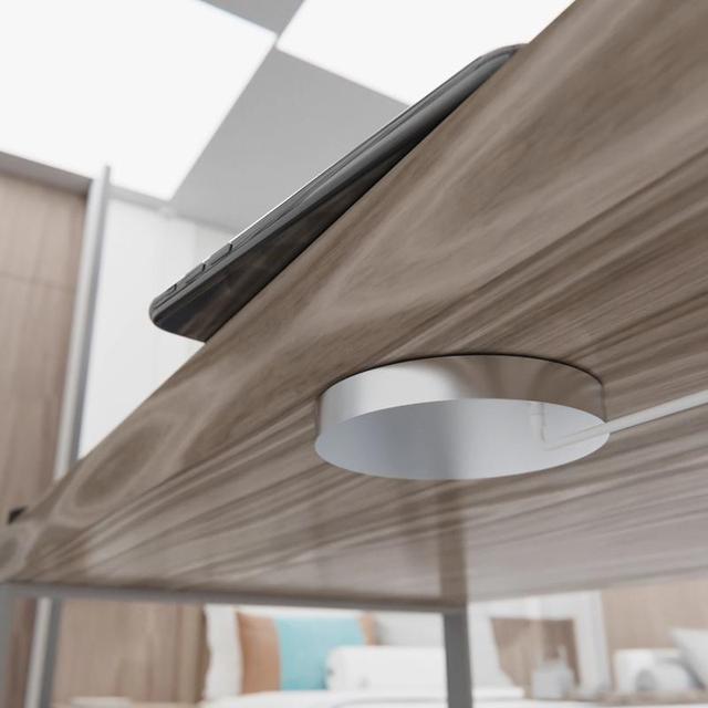 Aluminum Alloy Invisible Under Desk 10W Long Distance Furniture Wireless Charger for Bar Restaurant Coffee Shop Office