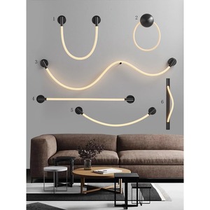 Lampe murale d'art simple nordique minimaliste moderne pour salon et chambre à coucher, lampe de chevet en silicone de luxe avec note de musique - Product Image 5