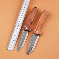 Couteau pliant Damas Premium avec lame en acier VG10, manche en bois de rose africain, roulement à billes, couteau de poche pour collection EDC