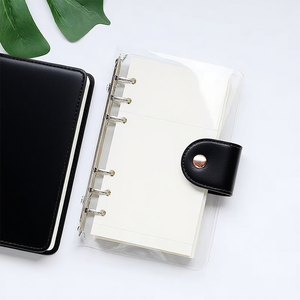 Custom Transparent Loose Leaf Ring Binder B5 Notebook <strong>A6</strong> A5 Plastic PVC Budget Business Notepad Handbook <strong>Diary</strong> with Leather Snap - Product Image 3
