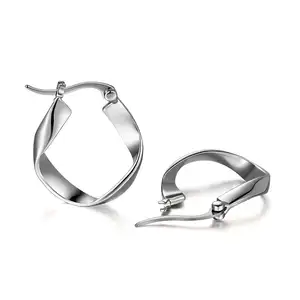 Large Small Round Oval Boho White Gold Plated Lightweight Pure hypoallergenic Titanium Hoop Earrings for Women Sensitive Ears