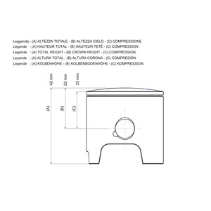 Pistón 4T Ø 70 tamaño 0 con pasador Ø 15 y 3 anillos rectangulares tamaño 0 - Product Image 2