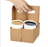 Porte-gobelet à café en papier kraft jetable biodégradable avec poignée, impression de logo personnalisée