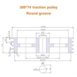 D300 * 94 v-belt katrol terkemuka Multi Groove dengan 4 alur tersertifikasi isostat untuk aplikasi menggambar kawat - Product Image 3