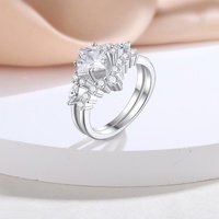 Fournisseur de bagues de fiançailles et de mariage en argent sterling 925 plaqué rhodium avec zircon, ensemble pour couple, certifié CMA, cadeau pour fête et anniversaire