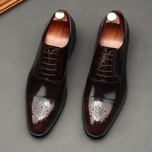 Chaussures habillées formelles pour hommes de haute qualité – Nouvelles chaussures décontractées respirantes à lacets, à bout rond et semelle épaisse, idéales pour les mariages - Product Image 1