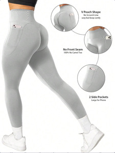 Nuovi Leggings Yoga senza cuciture da allenamento a <span class=keywords><strong>vita</strong></span> alta da donna <span class=keywords><strong>in</strong></span> pile leggero <span class=keywords><strong>pantaloni</strong></span> da Yoga 28 pollici <span class=keywords><strong>pantaloni</strong></span> morbidi elastici <span class=keywords><strong>con</strong></span> tasche - Product Image 6