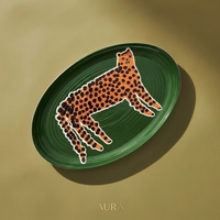 YG Exports US Anthropologiebrand Plateau ovale long en grès céramique émaillé, artisanal et exquis, pour dîner et bijoux, motif dessin animé