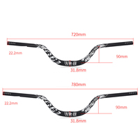 Guidon de vélo de montagne en alliage d'aluminium 31,8 mm * 720/780 mm Grand guidon de vélo à col de cygne Guidon surélevé 90 mm Guidon de vélo