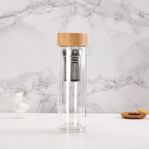 Infusor de té de vidrio de borosilicato alto <span class=keywords><strong>con</strong></span> aislamiento de doble pared de 500ml, botella de agua, tapa de bambú, <span class=keywords><strong>termo</strong></span> térmico, taza de vidrio para viajes - Product Image 2