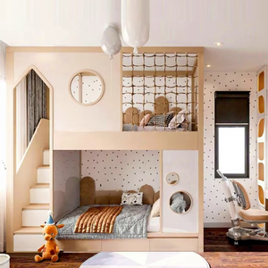<span class=keywords><strong>Lit</strong></span> superposé en bois massif de style français minimaliste, design <span class=keywords><strong>cabane</strong></span> en bois, pour filles, petit <span class=keywords><strong>lit</strong></span> mezzanine à deux niveaux - Product Image 1
