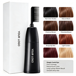 Crème colorante permanente pour cheveux à l'extrait d'herbes naturelles avec pinceau applicateur, qualité professionnelle, vente en gros - Product Image 1