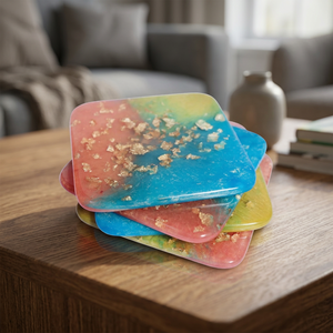 Elegant Resin Crafts Silver Glitter <b>Coasters</b> Handmade Shiny Modern Drinkware Stylish Tabletop Decor Artistic Cup Mat Pad <b>Sets</b> - Product Image 1