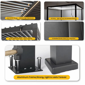 Pavillon <span class=keywords><strong>de</strong></span> <span class=keywords><strong>jardin</strong></span> extérieur en alliage d'aluminium, résistant à l'eau, au vent et à la corrosion, motorisé, <span class=keywords><strong>pour</strong></span> piscine et loisirs - Product Image 4