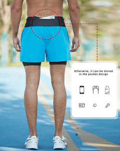 Trail running race estate da uomo ad asciugatura rapida a doppio strato foderato con pantaloncini da corsa per maratona all'aperto antiscivolo - Product Image 5