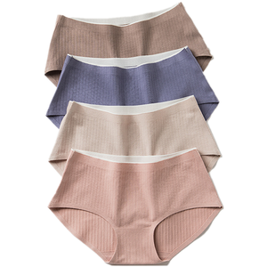 Couleur pure japonais mignon sans couture pur coton sous-vêtements pour femmes taille moyenne coton entrejambe moins de culottes pour femmes - Product Image 1