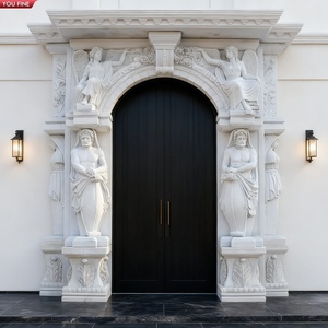 Arco <span class=keywords><strong>de</strong></span> <span class=keywords><strong>Entrada</strong></span> <span class=keywords><strong>de</strong></span> Mármol Blanco Tallado <span class=keywords><strong>a</strong></span> Mano YOUFINE con Estatuas, Puerta Decorativa <span class=keywords><strong>de</strong></span> Lujo para Villa o Mansión - Product Image 4
