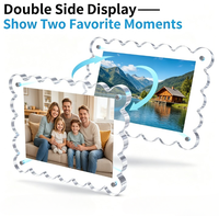 Cadre photo magnétique en acrylique transparent décoratif double face à bords festonnés pour table, bureau, famille, mariage, décoration intérieure