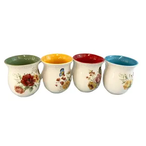 Wholesale OEM New Bone China Color Glaze Silk Screen Debossed Custom Ceramic Enamel Mugs