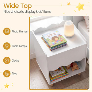 Comodino Moderno e Resistente <span class=keywords><strong>per</strong></span> Bambini, Tavolino Laterale con Bordo Ondulato, Ampio Piano e Ampio Vano Portaoggetti, Tavolino in Legno <span class=keywords><strong>per</strong></span> Camera dei Bambini - Product Image 5