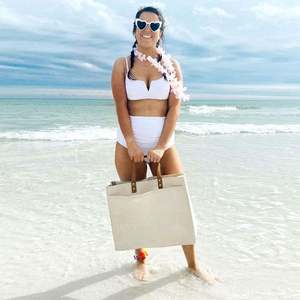 Custom Bridal Gift Party Reusable Women's Outer Pocket Leather Handle Large Canvas Tote Bag Luxury - Product Image 5