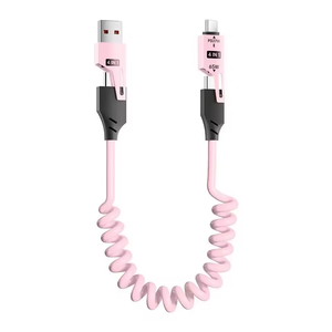 Cavo di Ricarica Universale Retrattile 4 <span class=keywords><strong>in</strong></span> 1 Tipo <span class=keywords><strong>C</strong></span> da 65W <span class=keywords><strong>in</strong></span> Silicone a Spirale per Auto, Ricarica Rapida - Product Image 5