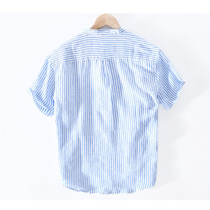 Vendita calda Della Banda degli uomini di <span class=keywords><strong>Lino</strong></span> Camicia Casual di Alta Qualità A Buon Mercato Confortevole E Traspirante Camicia A Maniche Corte <span class=keywords><strong>Slim</strong></span> <span class=keywords><strong>Fit</strong></span> Camicia di Vestito - Product Image 2