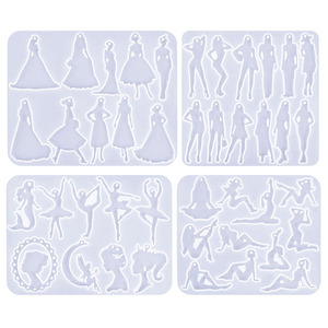 YS resina DIY pendientes moldes de yeso Pretty Girl serie colgante con agujero silicona vestido princesa modelo Ballet Pose molde herramientas - Product Image 6